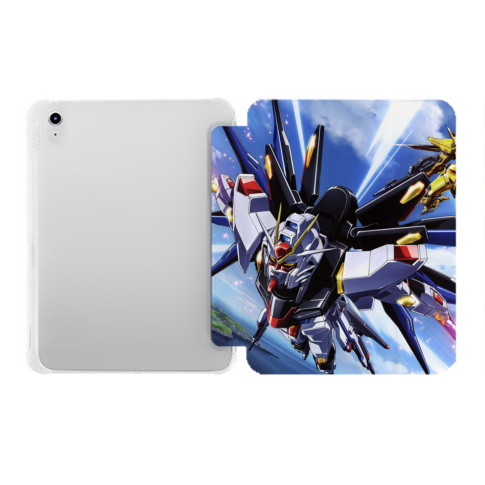 （画像用） 機動戦士ガンダム Mobile Suit Gundam IPad ケース ペン収納付き 三つ折りスタンド PUレザー×シリコン 対応機種9.5/10.5/10.9インチ
